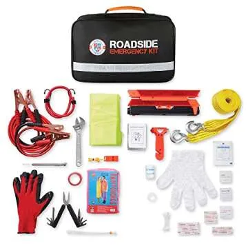 Always Prepared Premium Roadside Emergency Kit for Car - Car Safety Kit, Tools, First Aid, Visibility Gear & More - Perfect Roadside Assistance Kit Gift for New Drivers (125 pc)
