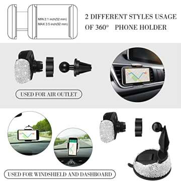 Tallew Bling Car Accessories Set for Women, 20 Pcs