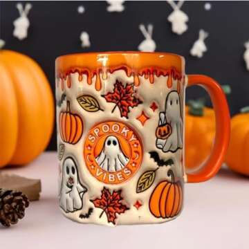 Dierjueyers Pumpkin Coffee Cup With Ghost - Cheerful Halloween Mug