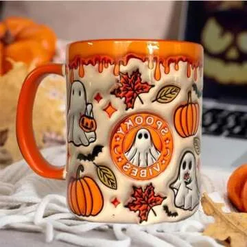 Pumpkin Coffee Cup with Ghost - Perfect for Halloween Celebrations