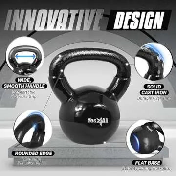 Yes4All Kettlebells 10 15 lbs Set Weight Vinyl Coated Cast Iron for Dumbbell Weights Exercises, Gym,...