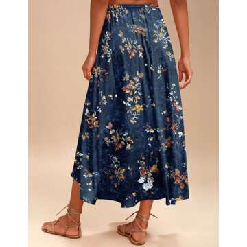 Zeagoo Flowy Pleated A-Line Midi Skirt for Women