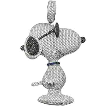 Ssjewel Hip Hop Iced Out 14K White Gold Finish Snoopy Dog Cartoon Pendant