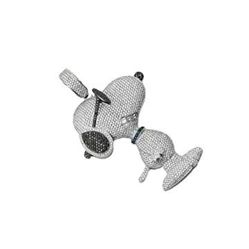 Ssjewel Iced Out Snoopy Pendant in White Gold Finish