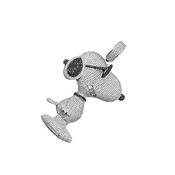 Ssjewel Iced Out Snoopy Pendant in White Gold Finish