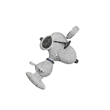 Ssjewel Iced Out Snoopy Pendant in White Gold Finish