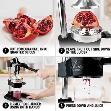 Zulay Kitchen Cast-Iron Orange Juice Squeezer - Heavy-Duty, Easy-to-Clean, Professional Citrus Juicer - Durable Stainless Steel Lemon Squeezer - Sturdy Manual Citrus Press & Orange Squeezer (Black)