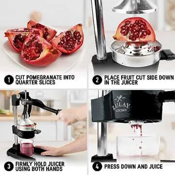 Zulay Kitchen Cast-Iron Orange Juice Squeezer - Heavy-Duty, Easy-to-Clean, Professional Citrus Juicer - Durable Stainless Steel Lemon Squeezer - Sturdy Manual Citrus Press & Orange Squeezer (Black)