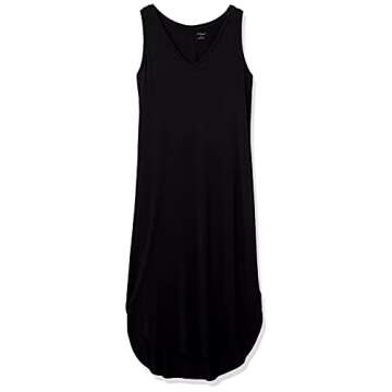 Amazon Essentials Women's Jersey Regular-Fit Sleeveless v-Neck Midi Dress (Previously Daily Ritual), Black, Medium