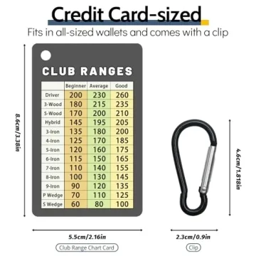 Jemzio Golf Club Range Chart Card for Easy Use by All Golfers
