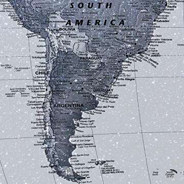 iKNOW FOTO 5-Piece Vintage World Map Canvas Prints - Push Pin Map Wall Art Decor - Trace Travel Marks - 16x40in