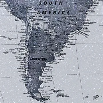 iKNOW FOTO 5-Piece Vintage World Map Canvas Prints - Push Pin Map Wall Art Decor - Trace Travel Marks - 16x40in