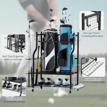 PLKOW Golf Rack Organizes Golf Equipment with Ease