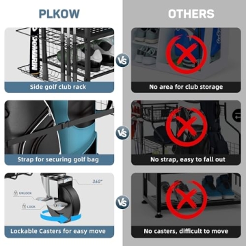 PLKOW Golf Rack Organizes Golf Equipment with Ease