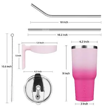 BJPKPK Tumbler With Handle 40oz Stainless Steel Insulated Tumbler Mugs With Lid And Straw For Women And Men,Cherry Blossom