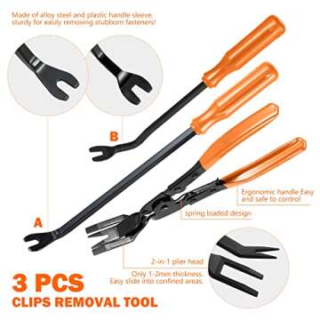 ‎DNA MOTORING TOOLS-00248 Car Trim Removal Tool Kit, Clip Plier Upholstery Remover Set for Auto Door Panel Audio Dashboard, with Storage Bag,Orange