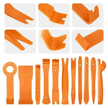 ‎DNA MOTORING TOOLS-00248 Car Trim Removal Tool Kit, Clip Plier Upholstery Remover Set for Auto Door Panel Audio Dashboard, with Storage Bag,Orange