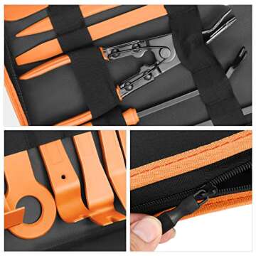 ‎DNA MOTORING TOOLS-00248 Car Trim Removal Tool Kit, Clip Plier Upholstery Remover Set for Auto Door Panel Audio Dashboard, with Storage Bag,Orange