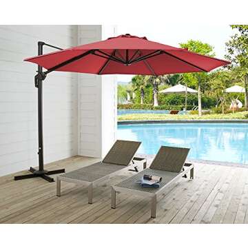 Ulax Deluxe 11 Ft Offset Hanging Umbrella with 360° Rotation