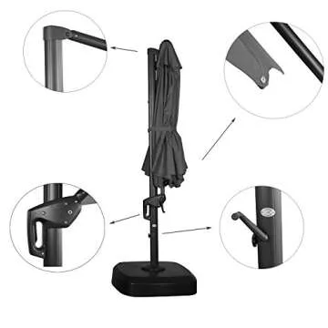 Ulax Deluxe 11 Ft Offset Hanging Umbrella with 360° Rotation