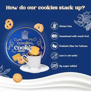 ChocZero Keto Butter Cookies - Sugar Free Danish Shortbread Large Gift Tin - Gluten Free, Low Carb (1 tin, 12 oz)