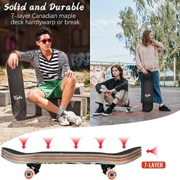 Complete 31"x8" Skateboard for All Ages and Skills