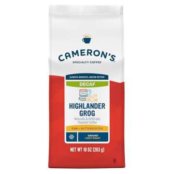 Cameron's Coffee Roasted Ground Coffee Bag, Flavored, Decaf Highlander Grog, 10 Ounce