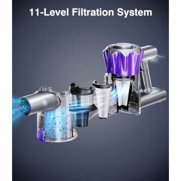 MBYULO Cordless Vacuum Cleaner, 450W 40Kpa Powerful Stick Vacuum, Up to 50Mins Rechargeable Battery, Vacuum Cleaners for Home Anti-Tangled Lightweight Handheld for Hardwood Floor, Carpets, Pet Hair