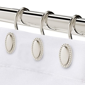 Stylish and Durable Nickel Shower Curtain Hooks Set of 12, Rustproof and Elegant for Modern Bathroom...