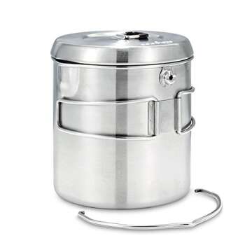 Solo Stove Pot 1800 Stainless Steel Companion Pot great Cookware for Backpacking Camping Survival Backpacking Kitchen and Cooking simple Equipment Set & Accessories for Hiking Campfires and Adventure