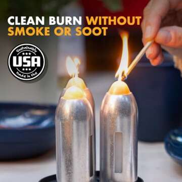 UCO 12-Hour Natural Beeswax Long-Burning Candles for UCO Candle Lanterns and Emergency Preparedness, 20-pack, Made in USA