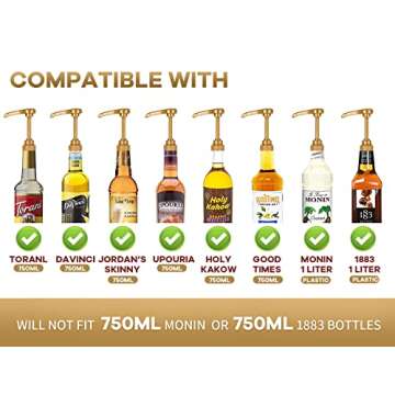 6-Pack Black AlphaPantry Syrup Pumps for Coffee Syrup Bottle, 750 ml Bottles, Fits Torani, DaVinci, Jordans Skinny Syrups 750ML BOTTLE, Coffee Syrup Pump Dispenser