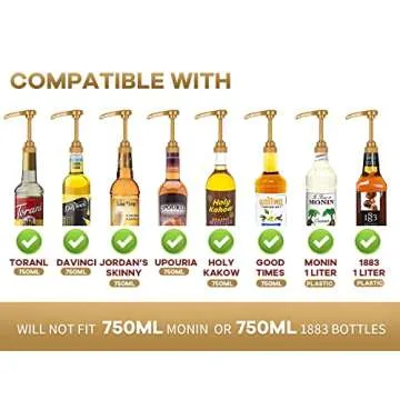 6-Pack Black AlphaPantry Syrup Pumps for Coffee Syrup Bottle, 750 ml Bottles, Fits Torani, DaVinci, Jordans Skinny Syrups 750ML BOTTLE, Coffee Syrup Pump Dispenser