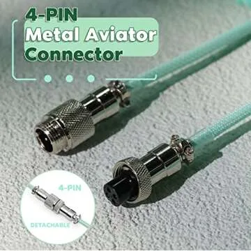 EPOMAKER Macaron 1.8m Coiled Type-C to USB A TPU Mechanical Keyboard Cable with Detachable Aviator Connector for Gaming Keyboard/Tablet/Smart Phone (Mint Green)