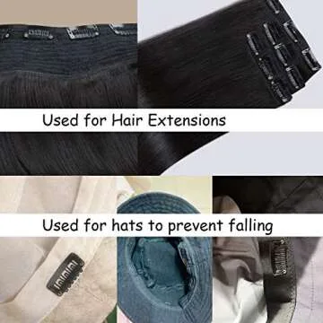 Honbay 50PCS 6-Teeth U-Shape Snap Clips for Hair Extensions - 3.3cm/1.3inch (Black)