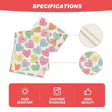 Love Heart Valentine's Day Table Runner, Seasonal Kitchen Dining Table Decoration for Home Party Decor 13x72 Inch