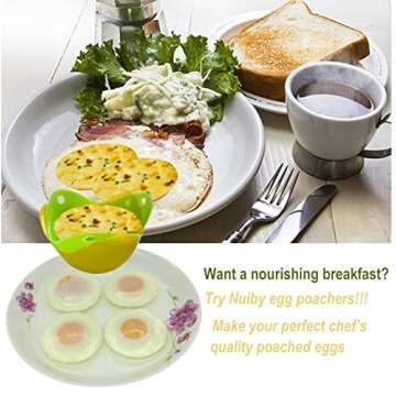 NUIBY Non Stick Silicone Egg Rings for Breakfast Cooking