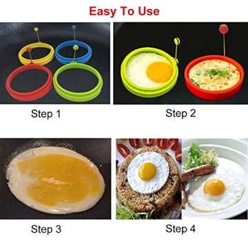 NUIBY Non Stick Silicone Egg Rings for Breakfast Cooking
