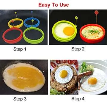 NUIBY Non Stick Silicone Egg Rings for Breakfast Cooking