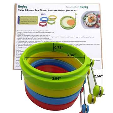 NUIBY Non Stick Silicone Egg Rings for Breakfast Cooking