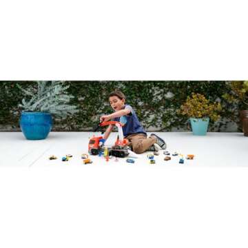 Matchbox Action Drivers Transforming Excavator, Large-Scale Toy Truck with 1:64 Scale Vehicle & 4 Construction-Themed Accessories