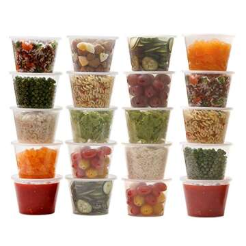 SWZY Deli Containers with Lids, 16 oz. 20 Pack Plastic Microwaveable Leakproof Clear Food Storage Container BPA Free