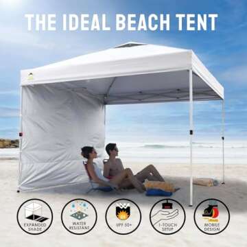 CROWN SHADES 10x10 Pop Up Canopy with One Side Wall