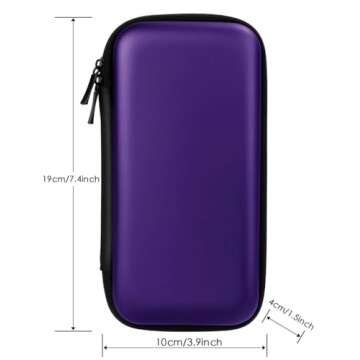 iMangoo Shockproof Carrying Charger Case Hard Protective EVA Impact Resistant Power Bank Pouch Small Electronics Organizer Cable Accessory Travel Essentials for Women, Size 6.5''x3.2''x1'',Purple