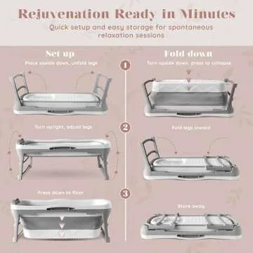 Portable Bathtub for Adult - Large 56'in Foldable Collapsible tub - Ergonomically Designed for the Ultimate Relaxing Soaking Bath. Ideal for Small Spaces - Quick, Effortless Folding Bathtub