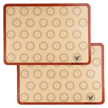 Silicone Macaron Baking Mat - Set of 2 Half Sheet (Thick & Large 11 5/8" x 16 1/2") - Non Stick Sili...