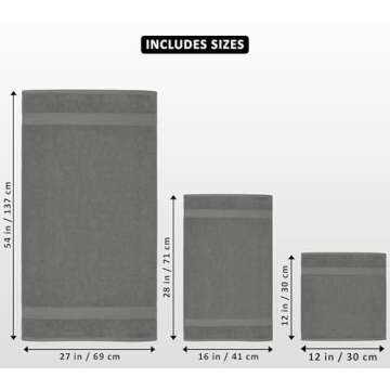 Utopia Towels 8-Piece Premium Towel Set, 2 Bath Towels, 2 Hand Towels, and 4 Wash Cloths, 600 GSM 10...