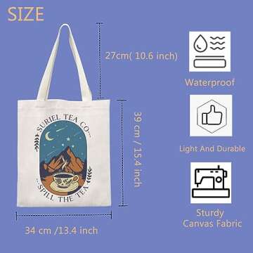 ACOTAR Gift Suriel Tea Co Tote Bag Bookish Gift Bookworm Gift Handbag for Book Lover (SURIEL TEA)