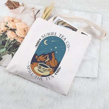 ACOTAR Gift Suriel Tea Co Tote Bag Bookish Gift Bookworm Gift Handbag for Book Lover (SURIEL TEA)