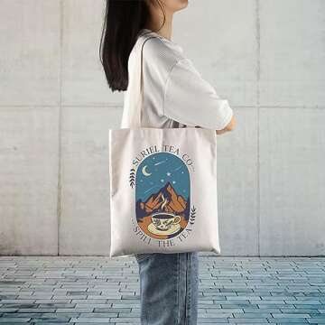ACOTAR Gift Suriel Tea Co Tote Bag Bookish Gift Bookworm Gift Handbag for Book Lover (SURIEL TEA)